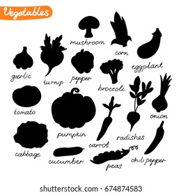 Vegetables silhouettes. It can be used as - logo, pictogram, icon, infographic element.