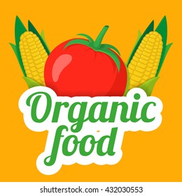 Vegetables simple background. Fresh summer product sale template. Vector illustration.