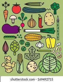 Vegetables, simple drawn and unusual