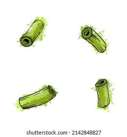Vegetables sliced asparagus. Hand drawn sketch green watercolor painting on white background. Grunge texture graphic vector illustration.