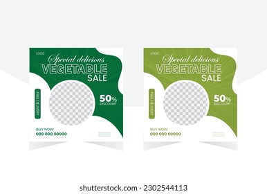 Vegetables social media post design template. modern creative design template for business promotion.