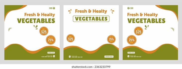 Vegetables social media promotion banner design template