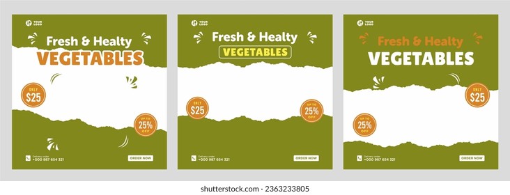 Vegetables social media promotion banner design template