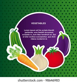 vegetables with space for copy over green background. vector