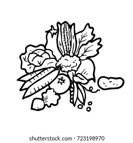 Vegetables still life. Vector illustration.