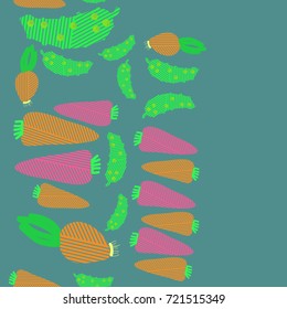 Vegetables striped  seamless pattern  . Hand drawn.