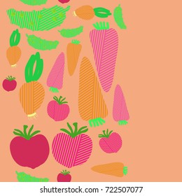 Vegetables striped seamless  pattern  . Hand drawn.
