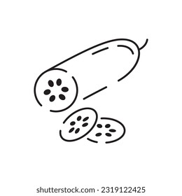 Vegetables thin line icon. Vegetarian, veggies. Simple vector icon as tomato, cucumber, kohlrabi, cauliflower, pattypan squash, fiddleheads good food and health