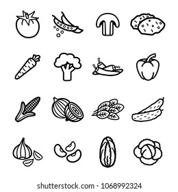 Vegetables thin line icons set. Vector.