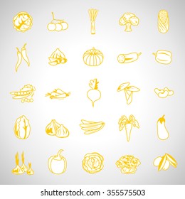 Vegetables Thin Line Icons Set - Isolated On Background - Vector Illustration, Graphic Design. For Web, Websites, Print, Presentation Templates, Mobile Applications And Promotional Materials 