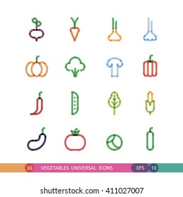 vegetables universal icons with effect of transparency