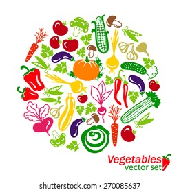 vegetables vector colored icons on a white background