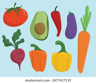 Vegetables Vector Cute Playful Illustrations Set