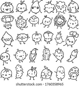 conjunto de emojis de dibujo de vector de verduras