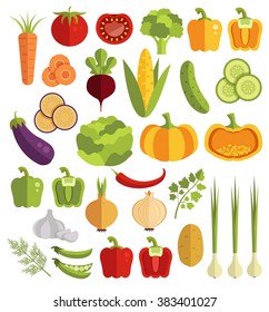 Vegetables vector flat icons set