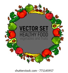 Vegetables vector frame circle healthy food