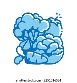 Vegetables vector icon blue outline style.Can be use for wedding invitation, card design and background design