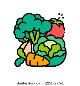 Vegetables vector icon Fill Color style.Can be use for wedding invitation, card design and background design