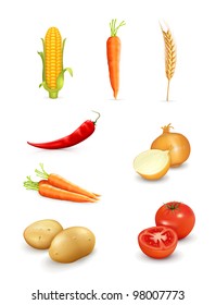 Vegetables, vector icon set