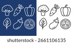 Vegetables Vector Icon Set – Minimal Black Line Art Vegetable Illustrations