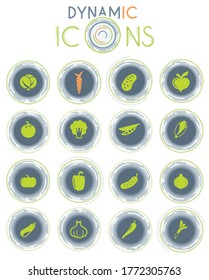 Vegetables vector icons on white background with dynamic lines for animation for web and user interface design