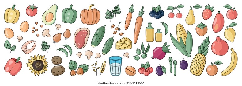 Vegetables. Vector illustration set. Vector banner. Isolated on white background