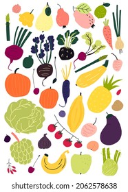 Vegetables vector objects collection. Natural organic and vegetarian food, mindful eating