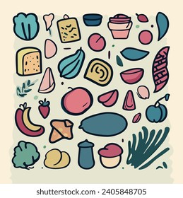 Vegetables vector pack, colorful, soft color on isolated background