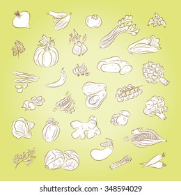Vegetables vector set. Vegetables icons.