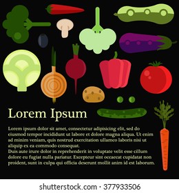 Vegetables vector set with place for text.
