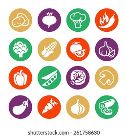 Vegetables vector web icon set 