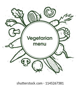 Vegetables. Vegetarian menu. Vegetables template.