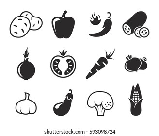 Vegetables web icon. Black on a white background