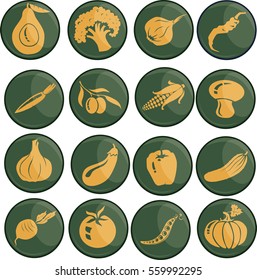 Vegetables web icon set. Vector illustration.