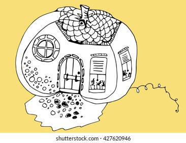 vegetables, wonderful house, line art