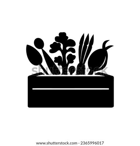 Vegetables in a wooden box icon isolated on white background