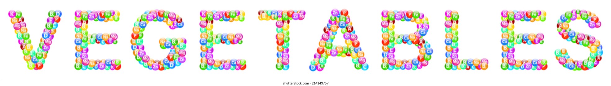 Vegetables Word Concept Made Of Vitamins And Minerals