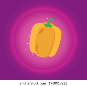 vegetables, yellow pepper. vector image pink background in degrade