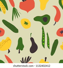 Vegetables for your design. Vector illustration. Seamless pattern