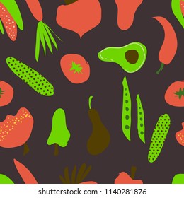 Vegetables for your design. Vector illustration. Seamless pattern