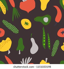 Vegetables for your design. Vector illustration. Seamless pattern