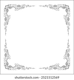 Vegetal  frame with grapevine, decorative corners for greeting cards, banners, business cards, invitations, menus. Isolated vector illustration.	
