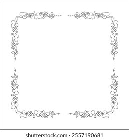 Vegetal frame with grapevine, decorative corners for greeting cards, banners, business cards, invitations, menus. Isolated vector illustration.	
