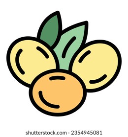 Vegetal nut icon outline vector. Vegetable milk. Almond soy color flat