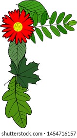 vegetal theme with leaves and flower
