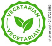 Vegetarian 100 label vector icon illustration for product package. Vegan green logo, symbol, badge, tag, stamp, seal. Natural organic eco product sticker, mark, tag or emblem isolated.
