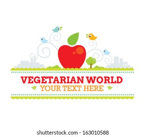 Vegetarian Apple Organic Vector Design Element