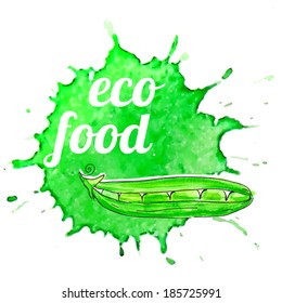 Vegetarian background. Eco food. Watercolor background.
