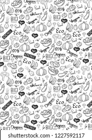 Vegetarian banner with Hand-draw doodle backgrounds. Vector illustration