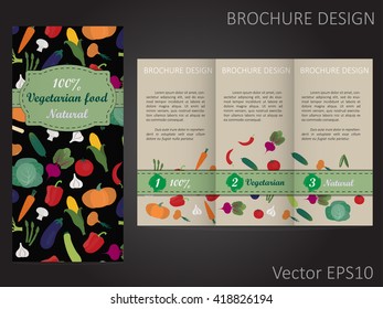 vegetarian brochure template with hand drawn vegetables.